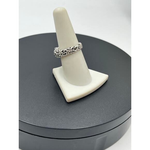 Sterling Silver Panther Scrollwork Intricate Bali Genuine Amethyst Eyes Ring 8 - Picture 8 of 12